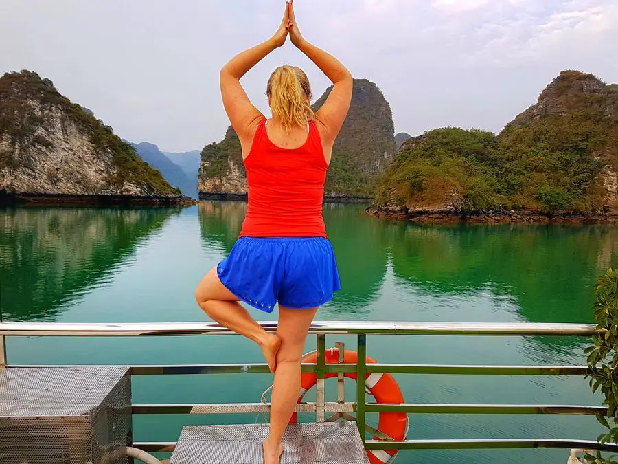 Halong Bay cruise yoga