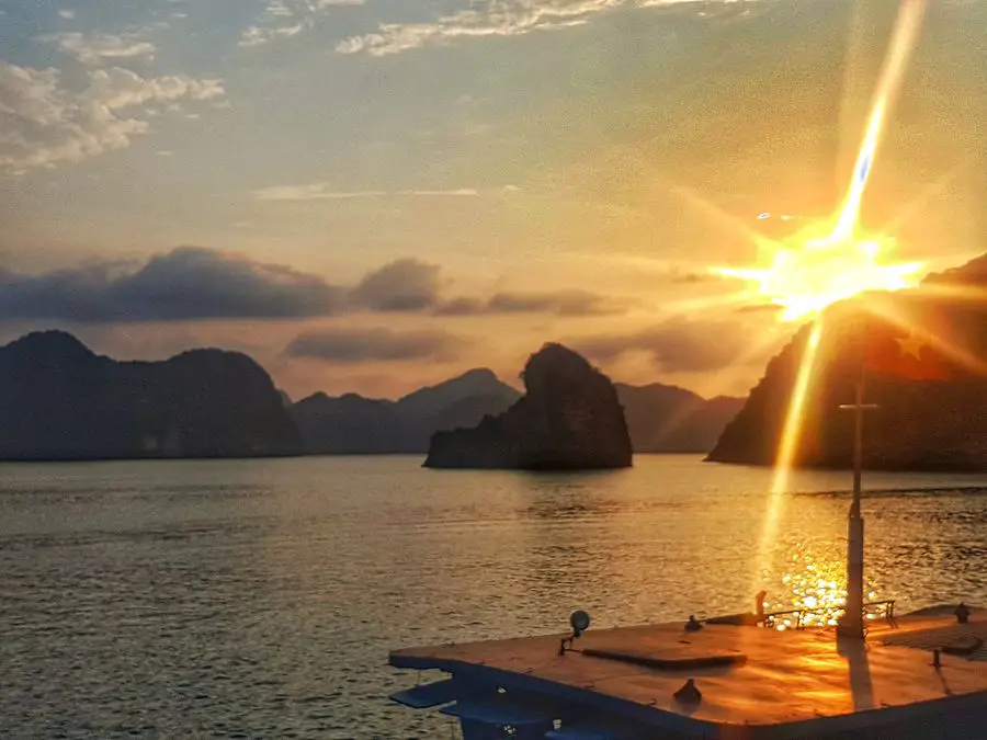 Halong Bay cruise sunset