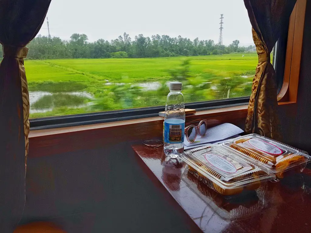 Vietnam Overnight Train - food and view
