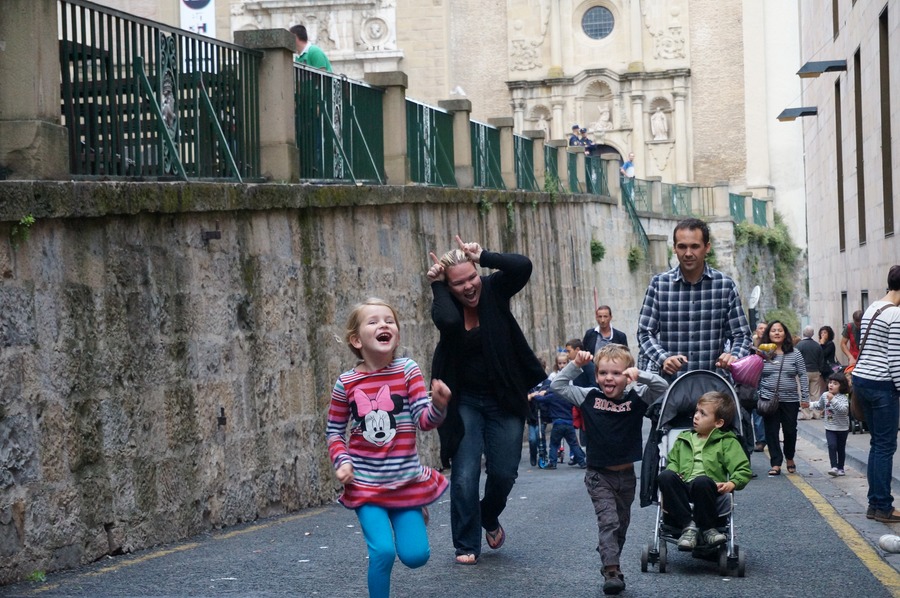 My Kids Running With The Bulls in Pamplona Spain | San Fermín Txikito September Story