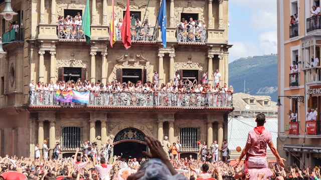 My Kids Running With The Bulls in Pamplona Spain | San Fermín Txikito 