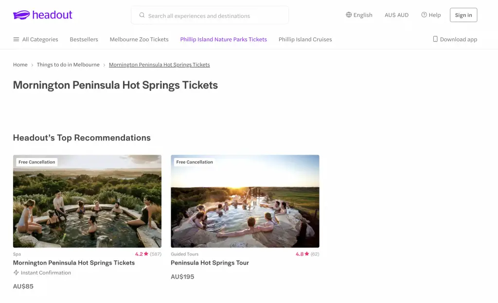 Headout Online Booking Review - Hot Springs