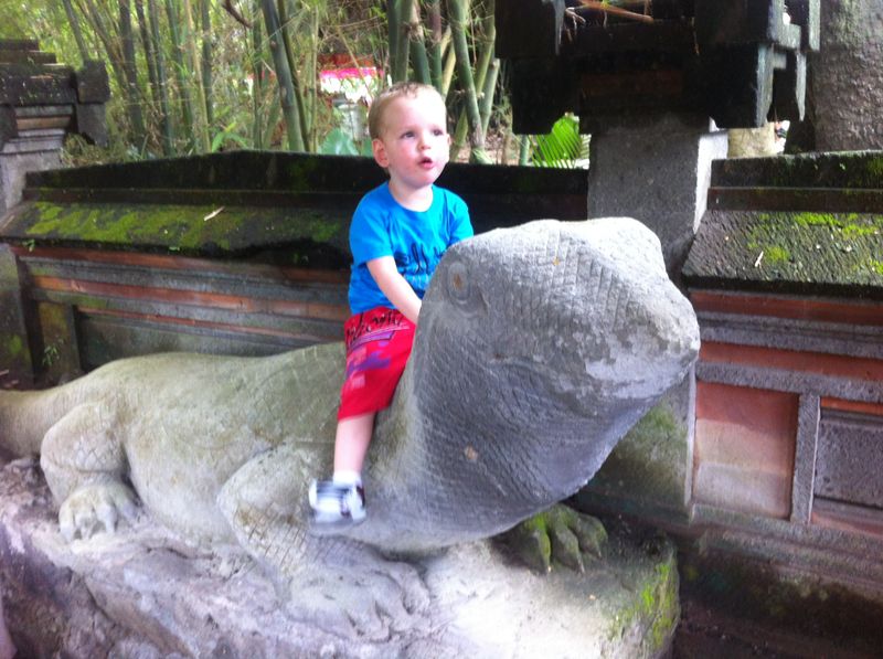 Bali Safari Park review with kids - komodo dragon and kids