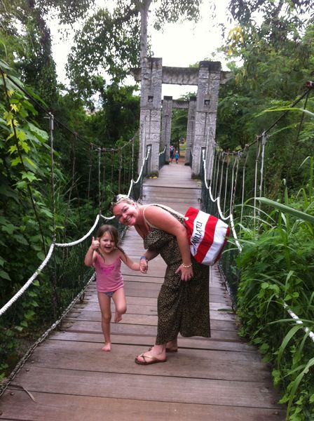 Bali Safari Park review with kids - suspension bridge with kids