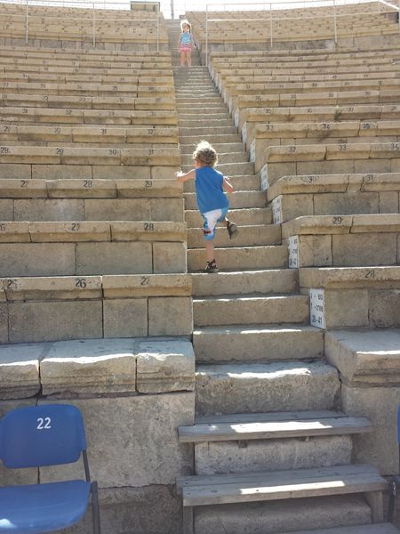 Ancient Roman amphitheatre at Caesarea overlooking the Mediterranean Sea