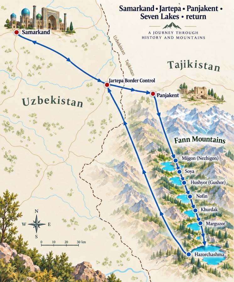 Tajikistan Fann Mountains map